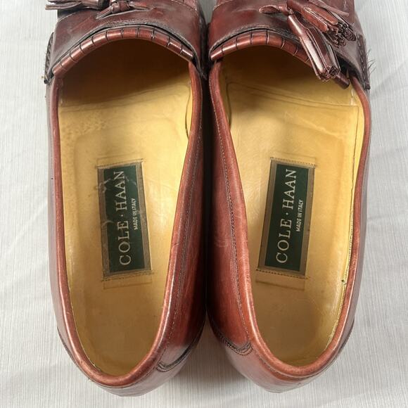 Cole Haan Genuine Leather Tassel Loafer Men’s Size 8 Dress Shoes Made in Italy - Picture 5 of 7